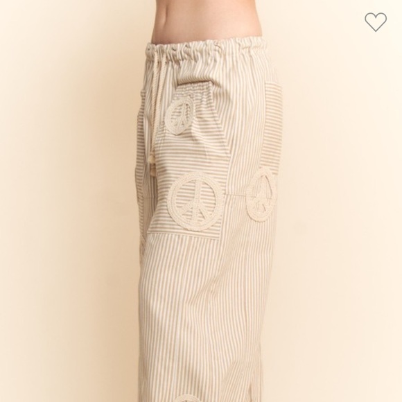 DAVI & DANI Striped Cream Wide-Leg Pants - Picture 2 of 6